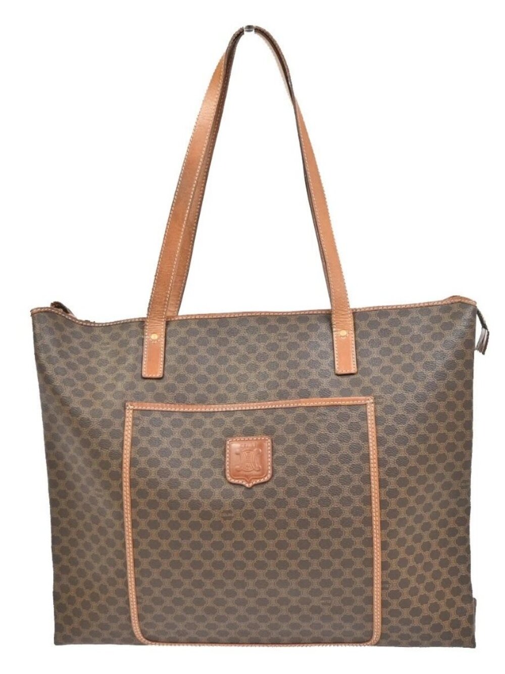 CELINE Logo Macadam Pattern Shoulder Bag PVC Leather Brown GHW Italy 69KC941